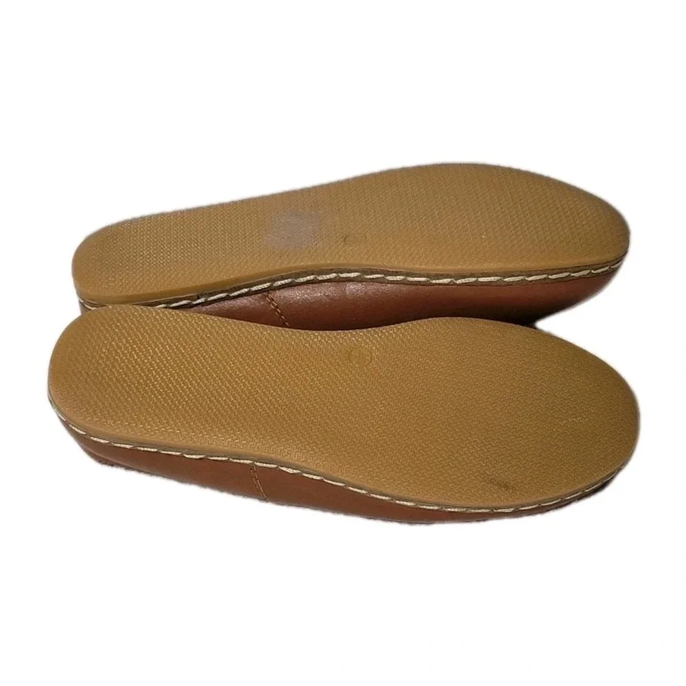 NNB Charix Size 5 Brown Classic Artisan Cognac Leather Slip On Flats Shoes
